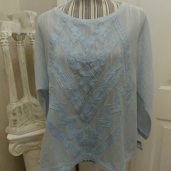 Anthropologie-Meadow Rue Embroidered Woven Top - Picture 4 of 8